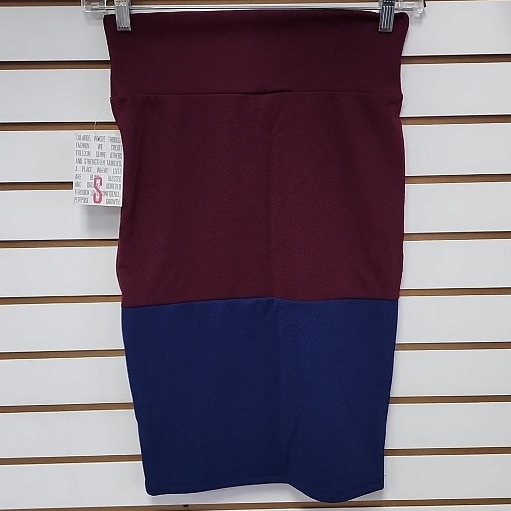 Wine/blue pencil colorblock skirt LLR small